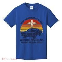 Funny Never Underestimate An Old Likes Muscle Car Outfit Gift Kids T-Shirt thumb 0