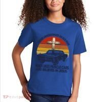Funny Never Underestimate An Old Likes Muscle Car Outfit Gift Kids T-Shirt thumb 2