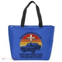 Funny Never Underestimate An Old Likes Muscle Car Outfit Gift Tote Bag thumb 0