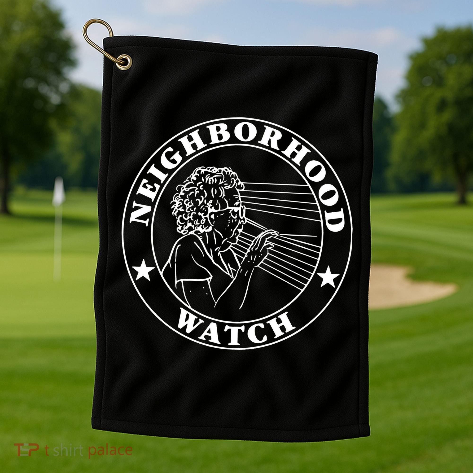 Funny Neighborhood Watch Golf Towel