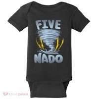 Five Nado Warning 5th Birthday Tornado Themed Birthday Baby Bodysuit thumb 0