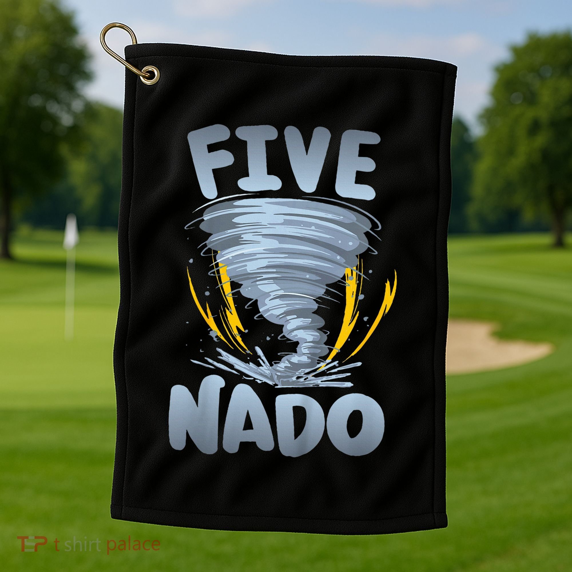 Five Nado Warning 5th Birthday Tornado Themed Birthday Golf Towel