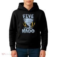 Five Nado Warning 5th Birthday Tornado Themed Birthday Kids Hoodie thumb 4