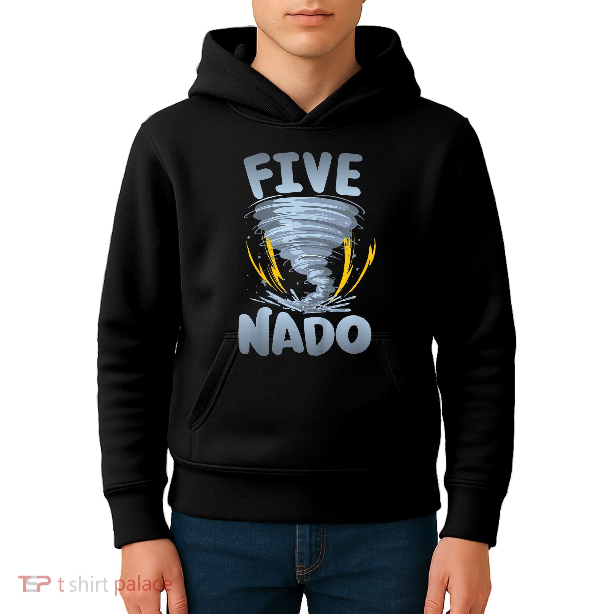 Five Nado Warning 5th Birthday Tornado Themed Birthday Kids Hoodie