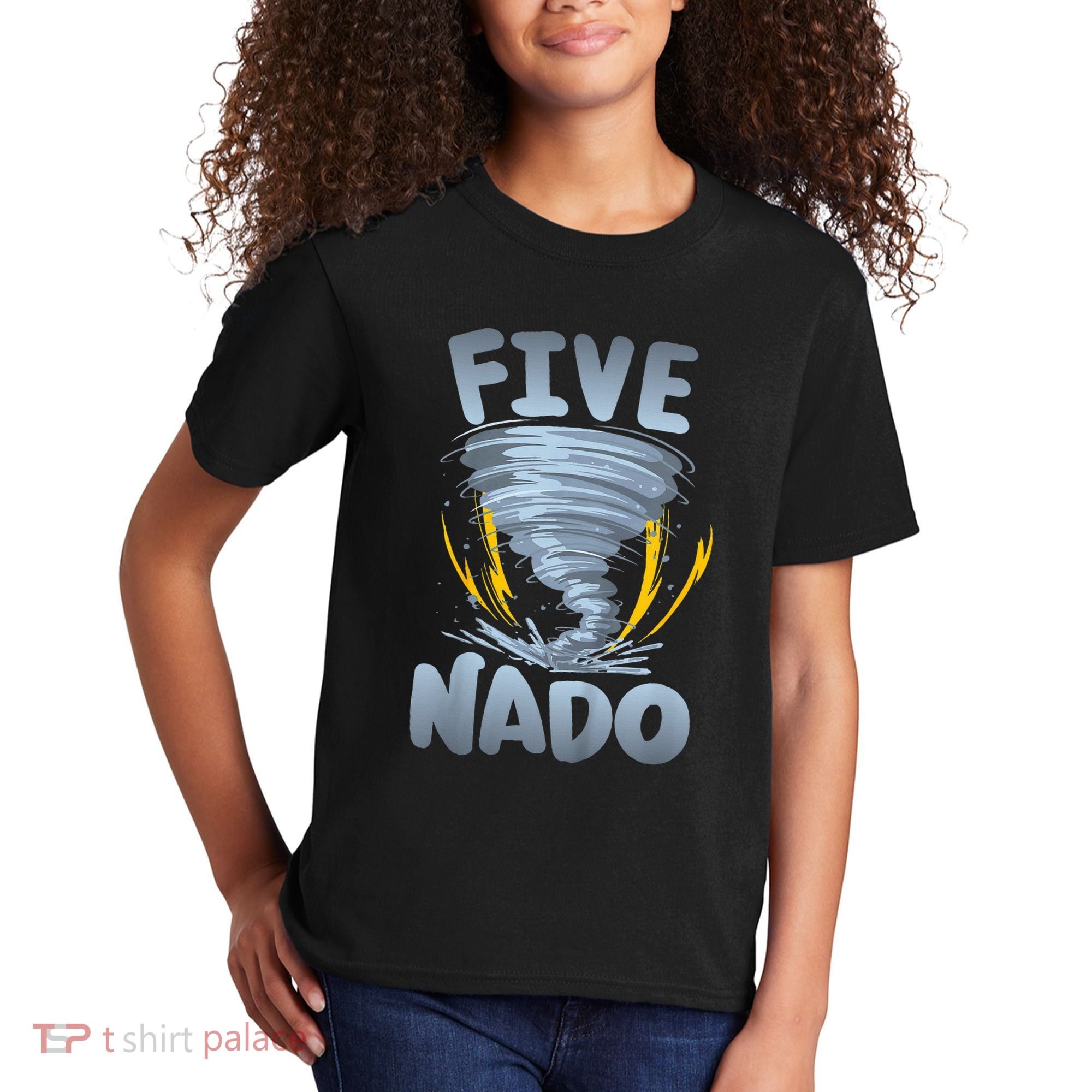 Five Nado Warning 5th Birthday Tornado Themed Birthday Kids T-Shirt