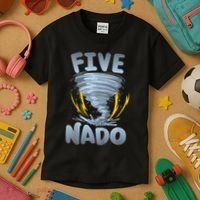 Five Nado Warning 5th Birthday Tornado Themed Birthday Kids T-Shirt thumb 3