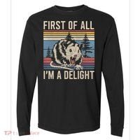 First Of All I’M A Delight Sarcastic Angry Opossum Possum Comfort Colors Heavyweight Long Sleeve T-Shirt thumb 0