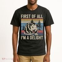 First Of All I’M A Delight Sarcastic Angry Opossum Possum Tall T-Shirt thumb 2