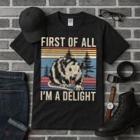 First Of All I’M A Delight Sarcastic Angry Opossum Possum Tall T-Shirt thumb 3