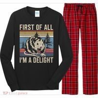 First Of All I’M A Delight Sarcastic Angry Opossum Possum Long Sleeve Pajama Set thumb 0