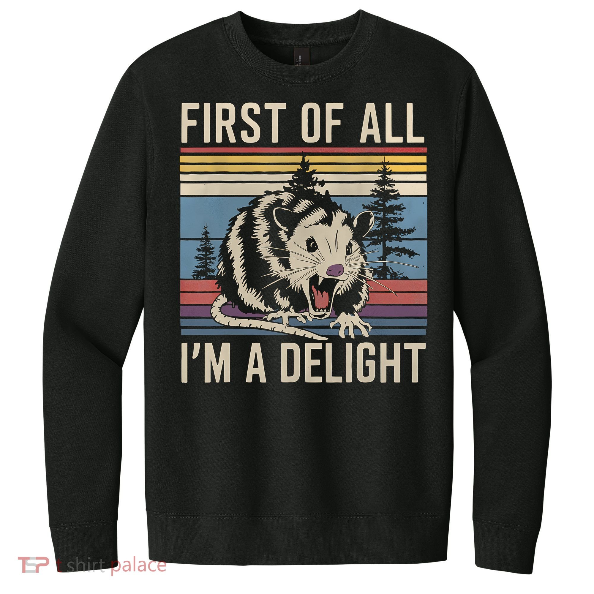 First Of All I’M A Delight Sarcastic Angry Opossum Possum V.I.T. Fleece Crew Sweatshirt