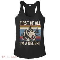 First Of All I’M A Delight Sarcastic Angry Opossum Possum Ladies PosiCharge Competitor Racerback Tank thumb 0