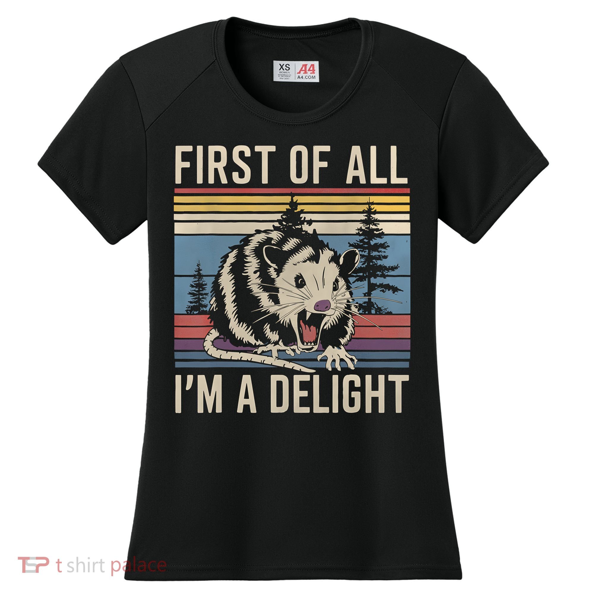 First Of All I’M A Delight Sarcastic Angry Opossum Possum Women's Cooling Performance Crew T-Shirt
