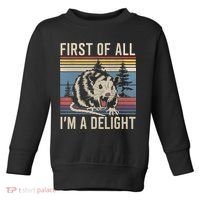 First Of All I’M A Delight Sarcastic Angry Opossum Possum Toddler Sweatshirt thumb 0