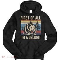 First Of All I’M A Delight Sarcastic Angry Opossum Possum Tie Dye Hoodie thumb 0
