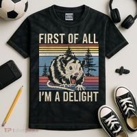 First Of All I’M A Delight Sarcastic Angry Opossum Possum Kids Tie-Dye T-Shirt thumb 2