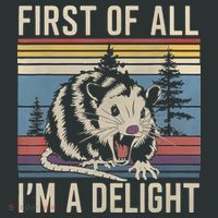 First Of All I’M A Delight Sarcastic Angry Opossum Possum Infant Baby Jersey Bodysuit thumb 2