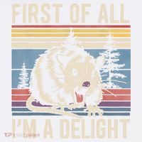 First Of All I’M A Delight Sarcastic Angry Opossum Possum Comfort Colors Garment-Dyed Hooded Sweatshirt thumb 2