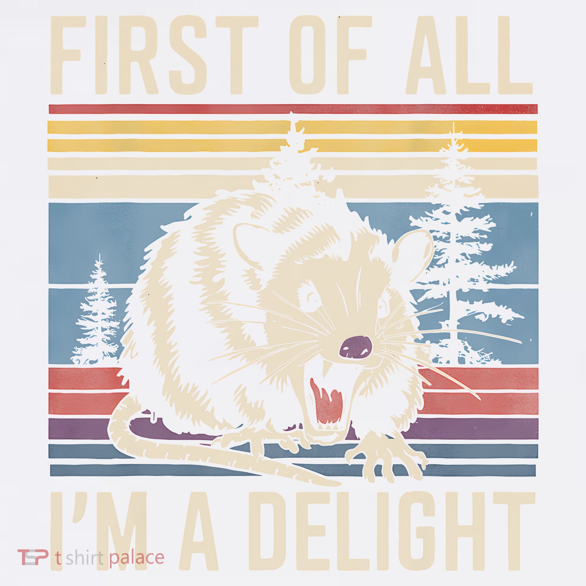 First Of All I’M A Delight Sarcastic Angry Opossum Possum Comfort Colors Garment-Dyed Hooded Sweatshirt