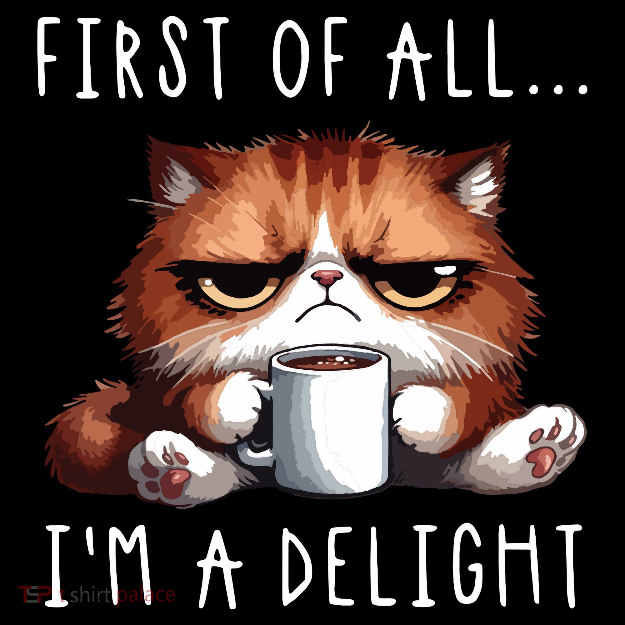 First Of All Im A Delight Sarcastic Coffee Grumpy Funny Cat Women's Hoodie