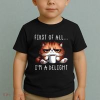 First Of All Im A Delight Sarcastic Coffee Grumpy Funny Cat Toddler T-Shirt thumb 2