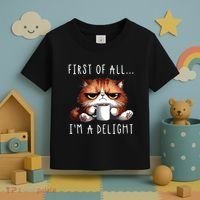First Of All Im A Delight Sarcastic Coffee Grumpy Funny Cat Toddler T-Shirt thumb 3