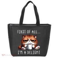 First Of All Im A Delight Sarcastic Coffee Grumpy Funny Cat Tote Bag thumb 0