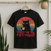 First Of All IM A Delight Sarcastic Angry Cat T-Shirt thumb 2