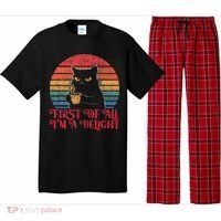 First Of All IM A Delight Sarcastic Angry Cat Pajama Set thumb 0
