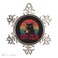 First Of All IM A Delight Sarcastic Angry Cat Ornament thumb 0