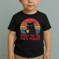 First Of All IM A Delight Sarcastic Angry Cat Toddler T-Shirt thumb 2