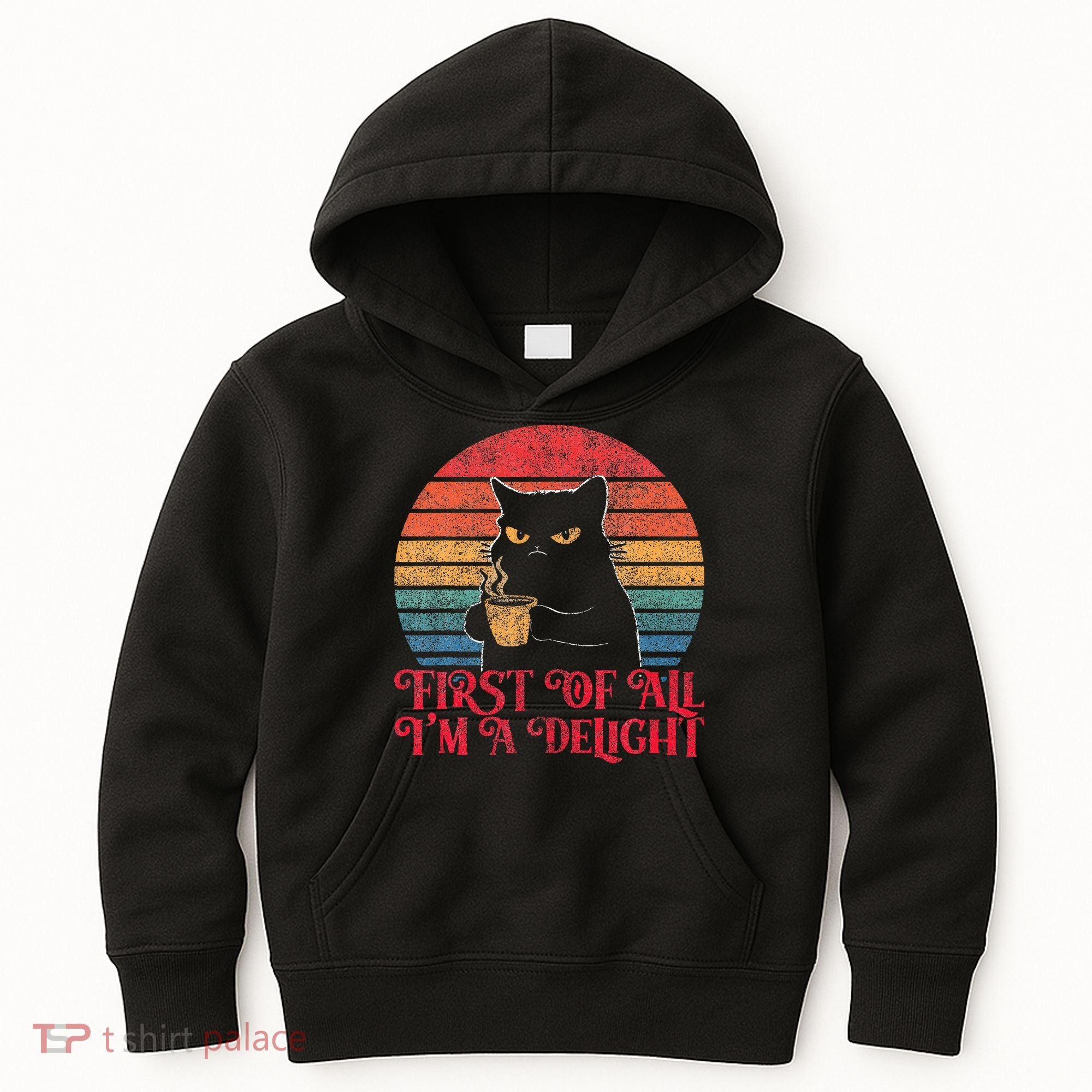 First Of All IM A Delight Sarcastic Angry Cat Kids Hoodie