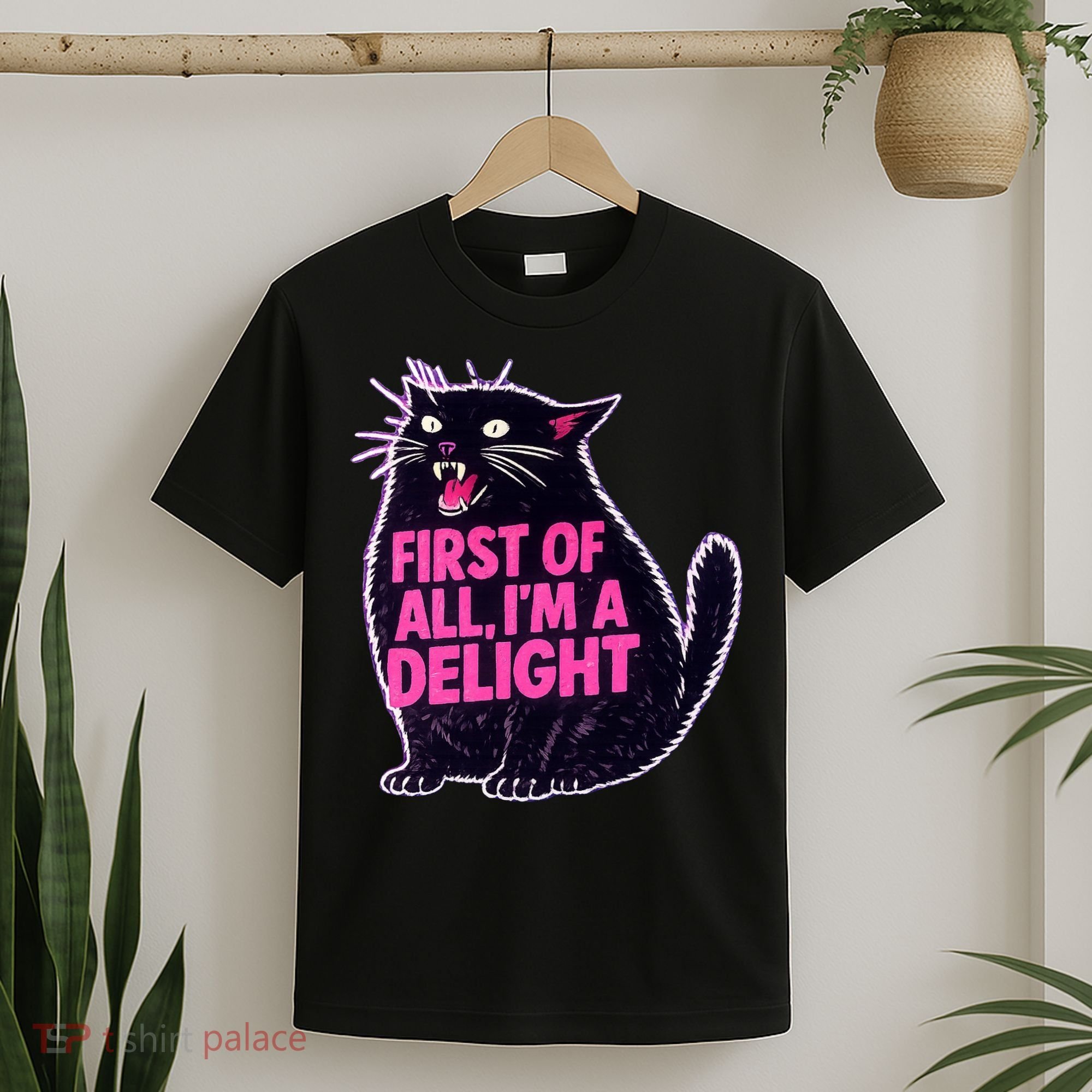 First Of All I'm A Delight Roaring Black Cat T-Shirt