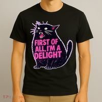 First Of All I'm A Delight Roaring Black Cat T-Shirt thumb 3