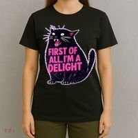 First Of All I'm A Delight Roaring Black Cat T-Shirt thumb 4
