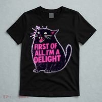 First Of All I'm A Delight Roaring Black Cat T-Shirt thumb 5