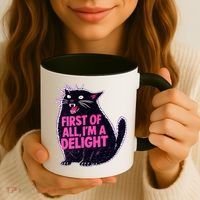 First Of All I'm A Delight Roaring Black Cat Coffee Mug thumb 3