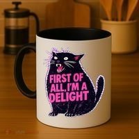 First Of All I'm A Delight Roaring Black Cat Coffee Mug thumb 4