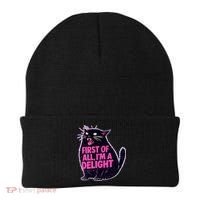 First Of All I'm A Delight Roaring Black Cat Beanie thumb 0