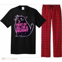First Of All I'm A Delight Roaring Black Cat Pajama Set thumb 0