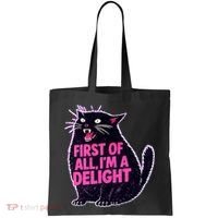 First Of All I'm A Delight Roaring Black Cat Tote Bag thumb 0