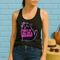 First Of All I'm A Delight Roaring Black Cat Women's Tank Top thumb 2