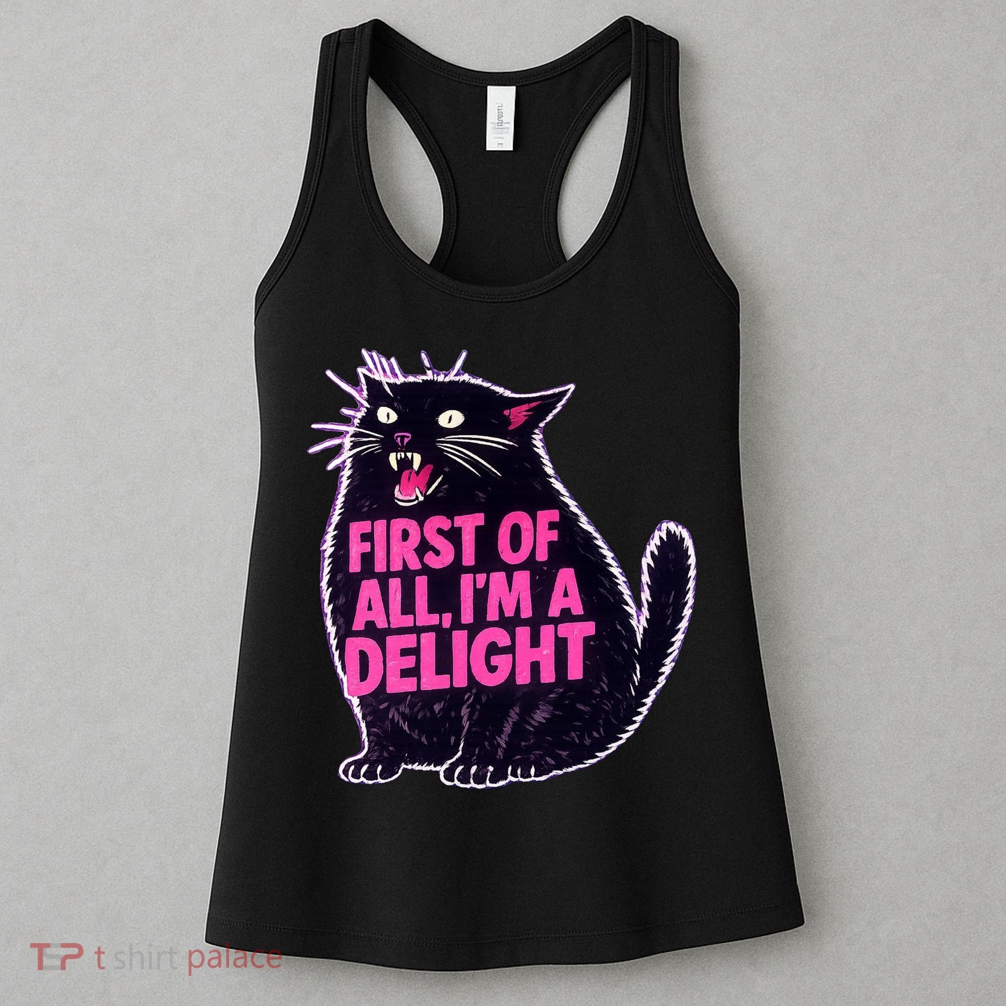 First Of All I'm A Delight Roaring Black Cat Women's Tank Top