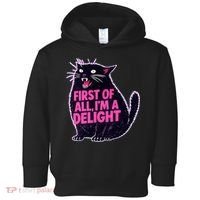 First Of All I'm A Delight Roaring Black Cat Toddler Hoodie thumb 0