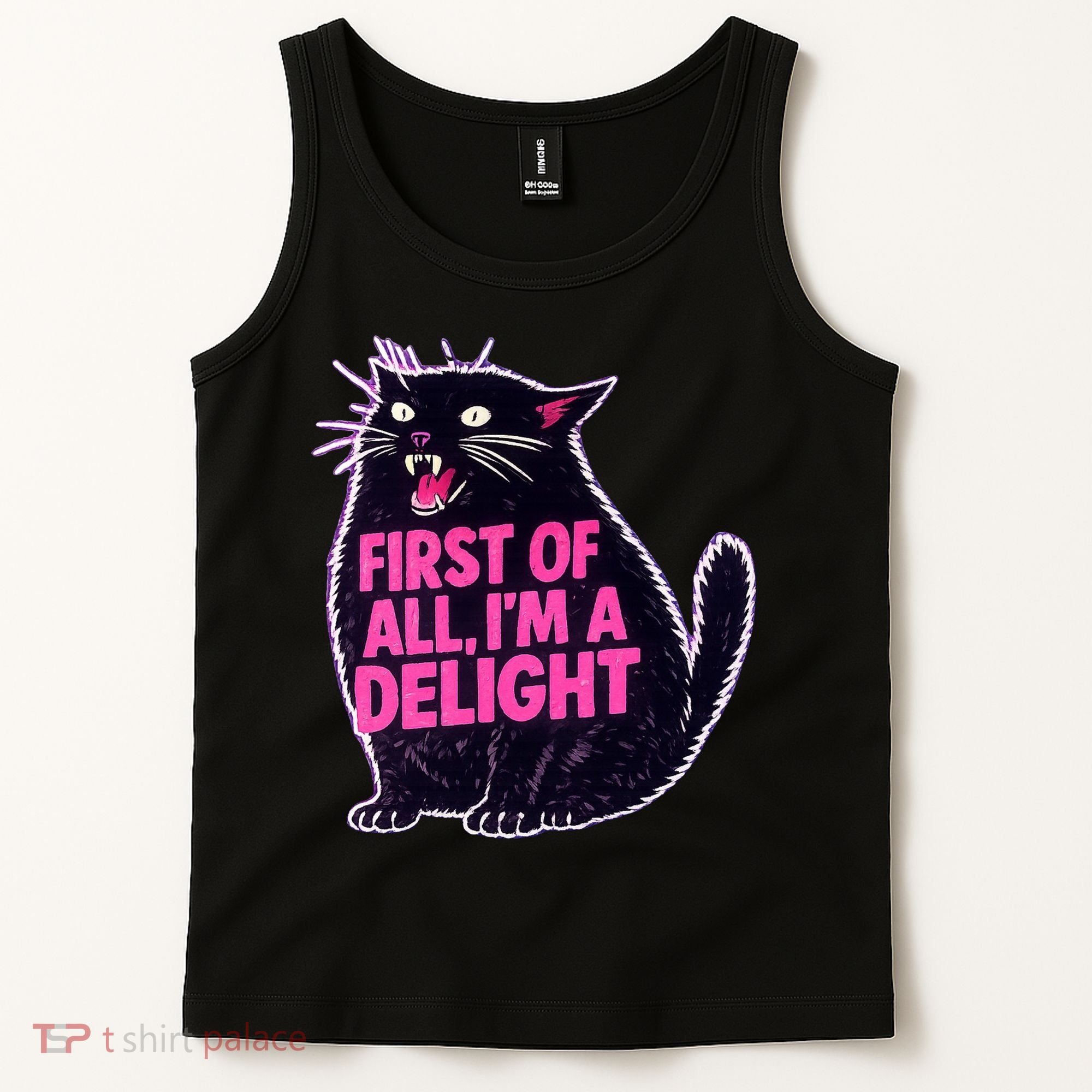 First Of All I'm A Delight Roaring Black Cat Tank Top