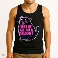 First Of All I'm A Delight Roaring Black Cat Tank Top thumb 3