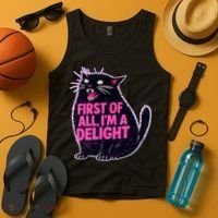 First Of All I'm A Delight Roaring Black Cat Tank Top thumb 4
