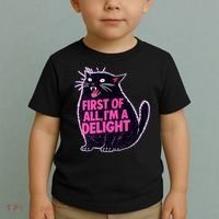 First Of All I'm A Delight Roaring Black Cat Toddler T-Shirt thumb 2