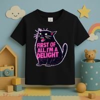 First Of All I'm A Delight Roaring Black Cat Toddler T-Shirt thumb 3