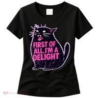 First Of All I'm A Delight Roaring Black Cat Women's T-Shirt thumb 0